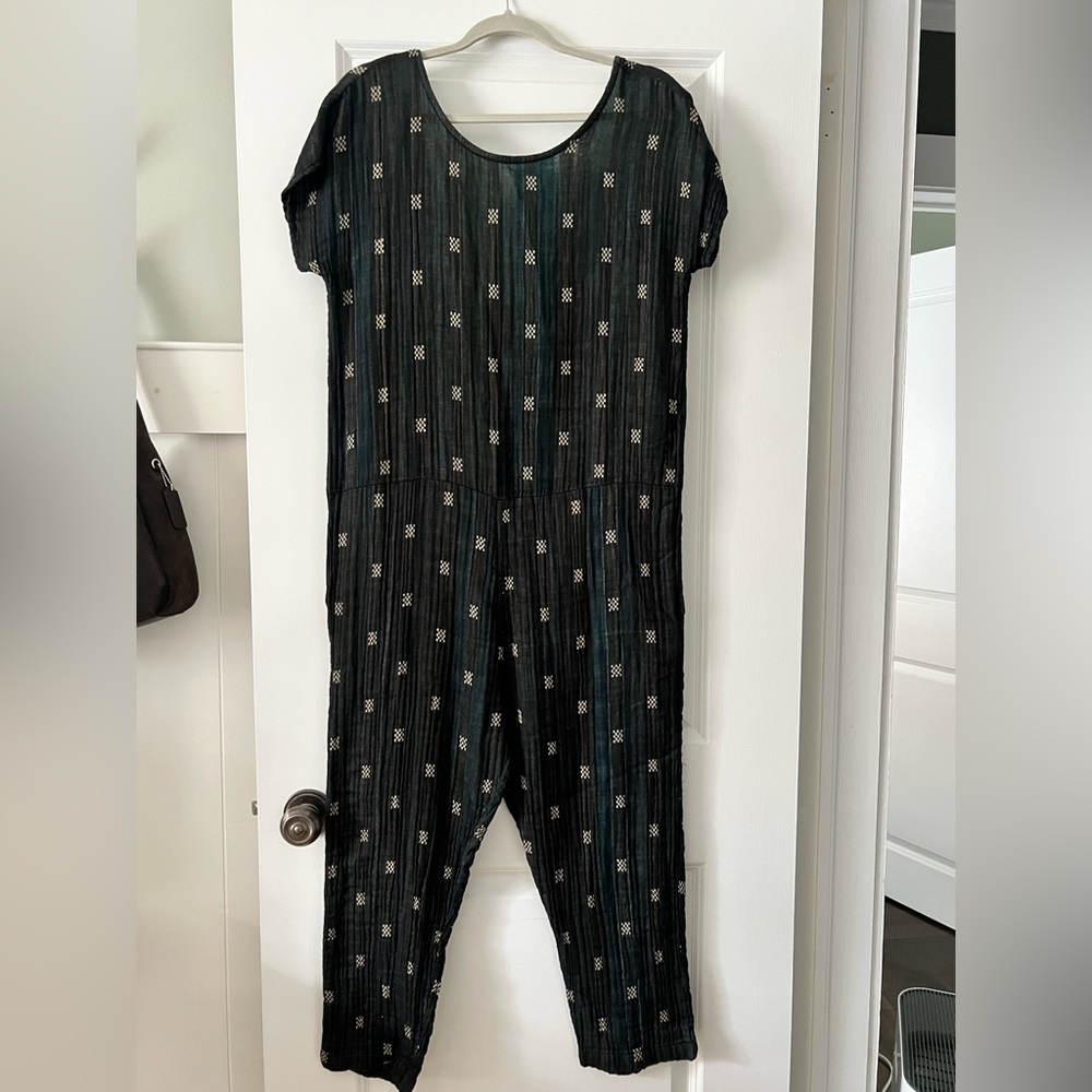 Ace & Jig 100% cotton gauze double faced jumpsuit size M navy black